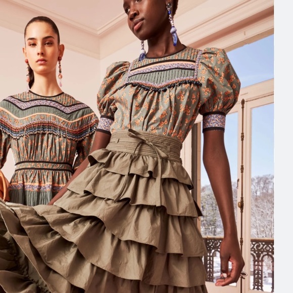 Ulla Johnson Beaded Fringe Top And Skirt Set Top Size 2 Skirt Size 4 Patchwork - Picture 6 of 6